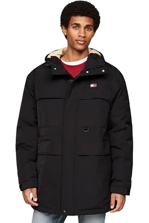 Tommy Hilfiger Herren Parka Tech Canvas mit Kapuze, (Black), XS