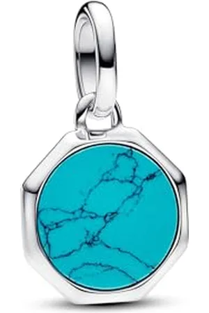 PANDORA ME Türkisfarbenes Gravierbares Mini-Medaillon-Charm aus Sterling Silber mit künstlichem , Kompatibel ME und Moments Armbänder, 793388C01
