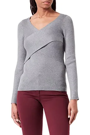 QS by s.Oliver Damen Pullover, Grau, 38 EU
