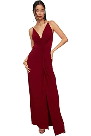 Trendyol Damen Women Prom/Bridesmaid Shift Regular Fit Knit Evening Dress Maxi-Abendkleid Für Abschlussball Brautjungfer, Normale Passform, Gestrickt, , 38 EU