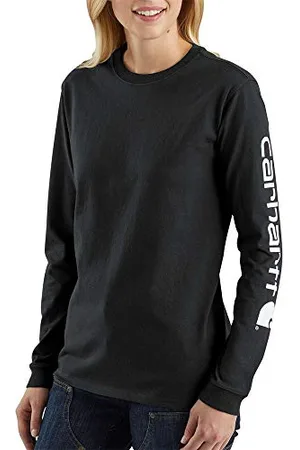 Carhartt Damen Loose Fit, schweres, langärmliges T-Shirt mit Logo-Grafik auf dem Ärmel, , S
