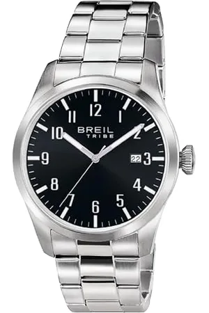 Breil Uhr Herren Classic Elegance Ziffernblatt SCHWARZ Bewegung NUR Zeit Quartz e Bracelet Stahl Silber EW0232