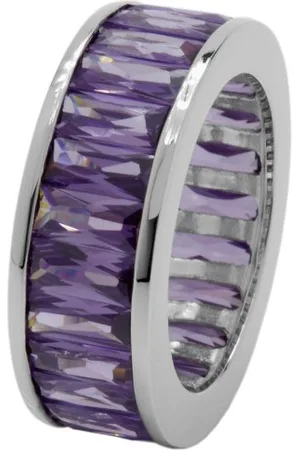 Carlo Monti Damen-Ring 925 Sterling Silber rhodiniert, Zirkonia Baguette lila Gr.54 JCM1040-121