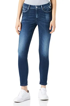 Replay Damen Jeans Luzien Skinny-Fit Hyperflex White Shades mit Stretch, (Blau), 26W / 32L