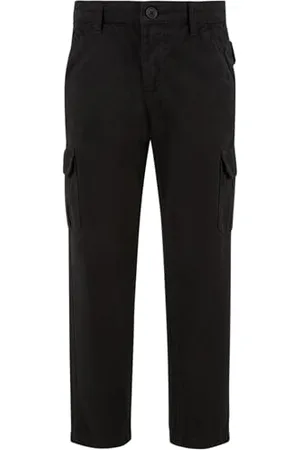 Urban classics Jungen Hose Boys Straight Leg Cargo Pants, Cargohose für Jungen mit Knopf, black, 110/116