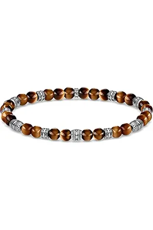 Thomas Sabo Herren Armband Talisman Tigerauge, aus polierten Tigerauge Perlen, geschwärzten 925er Sterlingsilber Elementen, Länge: 17 cm, A1923-826-2-L17
