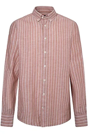 Hackett Herren Washed Linen Stripe Hemd, , S