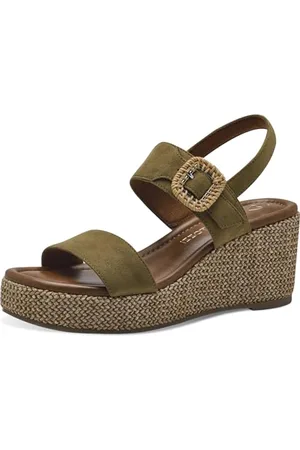 Marco Tozzi Damen Sandalen mit Keilabsatz mit Schnalle Bequem, Mehrfarbig , 38 EU