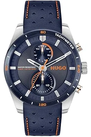 HUGO BOSS Multi Zifferblatt Quarz Uhr für Herren Kollektion #Fast mit Marinblaues Lederarmband - 1530371