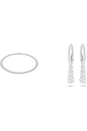 Swarovski Angelic Halskette, Rund, , Rhodiniert & Attract Trilogy Ohrringe, , Rhodiniert