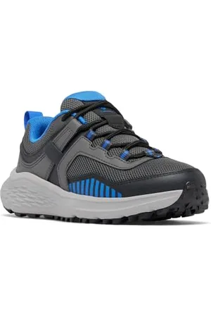 Columbia Unisex Kids Kids Konos Low Low Rise Hiking Shoes, Grey (Y Dark Grey x Vivid Blue), 2 UK