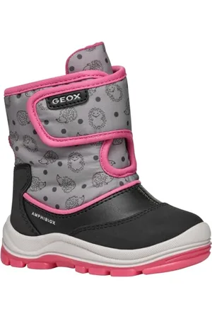 Geox Jungen Mädchen B FLANFIL Girl B ABX Snow Boot, Black/Fuchsia, 25 EU