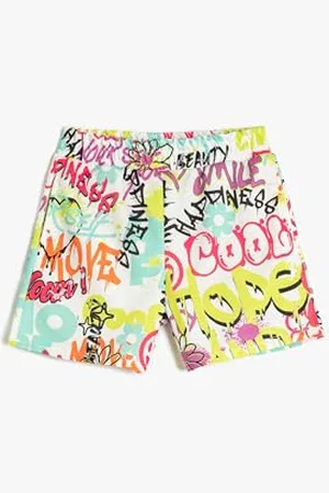 Koton Girlss Elastic Waistband Pockets Printed Shorts, , 9-10 Jahre EU