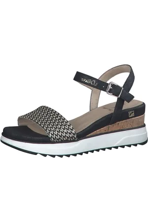 QS by s.Oliver Damen Sandalen mit Keilabsatz Vegan, (Black), 39