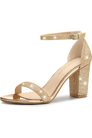 Allegra K Damen Glitzer Knöchelriemen Sandalen mit klobigem Absatz 40