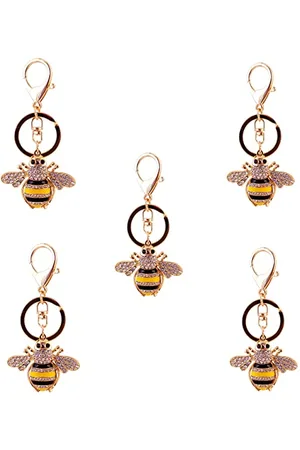 Generic Golden Erdbeere, 5 Stück, Strasssteine, kleine Biene, Schlüsselanhänger, Hummel, funkelnd, Schlüsselanhänger, Dekoration (Gloden), , Small
