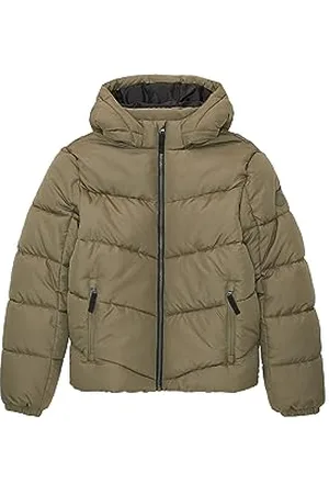 TOM TAILOR Jungen 1038540 Puffer Winterjacke mit Abnehmbarer Kapuze, 10415-Dusty Olive Green, 152