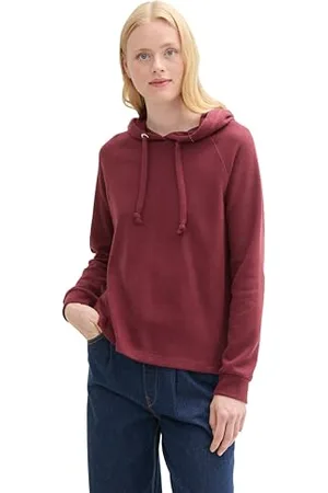 TOM TAILOR Damen 1042827 Basic Hoodie mit Kapuze, 35736-Deep Wine Red, 36