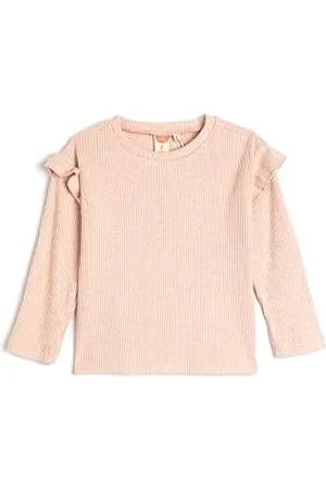 Koton Babygirl Basic T-Shirt Ruffle Detail Long Sleeve Ribbed Crew Neck Soft Touch