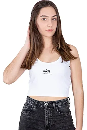 Alpha Industries Damen Basic Crop SL Wmn Tank Top T-Shirt, White, S