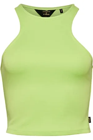 Superdry Damen Studios Racer-Tanktop aus Jersey Leuchtendes Limettengrün 36