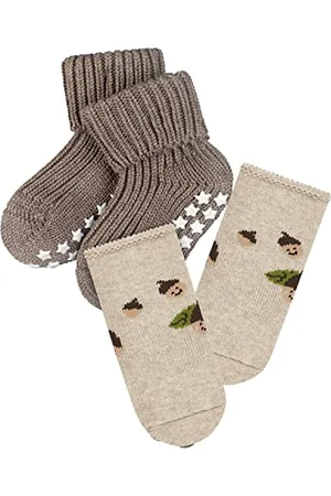 Falke Unisex Baby Hausschuhe Cosy Acorn 2-Pack, Nachhaltige Biologische Baumwolle, 2 Paar, , 62-68
