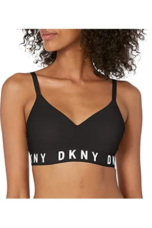 DKNY Damen Cozy Boyfriend Wirefree Pushup Bra Push-Up-BH, Undurchsichtige, Schwarz/Weiß, X-Large