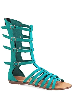 Emmanuela Handcrafted For You 38 Emmanuela antike griechische Hand handgefertigte Gladiator Sandalen aus Leder, Kalb hohe Sandalen mit Reißverschluss hinten am Schaft, Riemchen flache Sommerschuhe für Frauen
