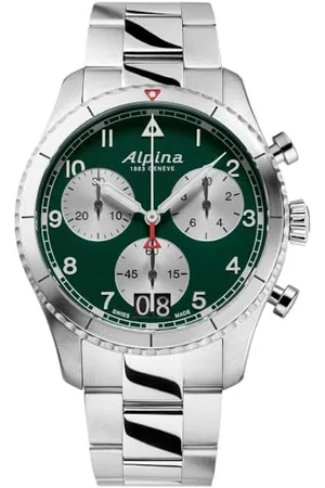 Alpina Herren Analog Quarz Uhr mit Edelstahl Armband mid-39674