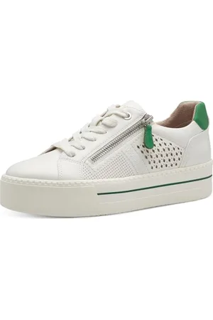 Jana Damen Plateau Sneaker mit Reißverschluss Vegan, (White), 41 EU