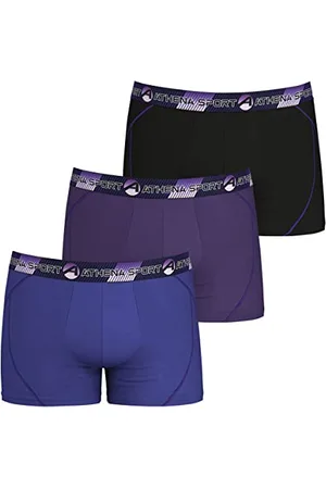 ATHENA Herren Training Ln24 Unterwäsche, Indigo/Violett/Schwarz, M (3er Pack)