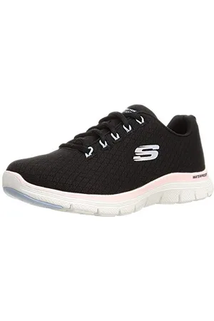 Skechers Damen Flex Appeal 4.0 Coated Fidelity Trainer Black Mesh/Pink Trim 36 EU