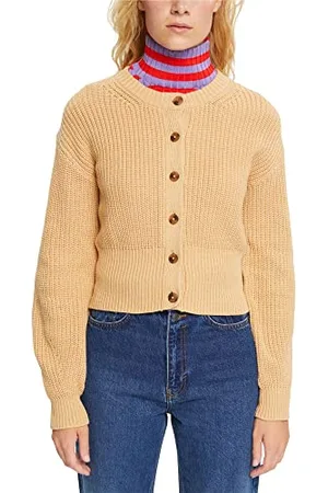 ESPRIT Damen 082ee1i328 Strickjacke, Sand, L EU