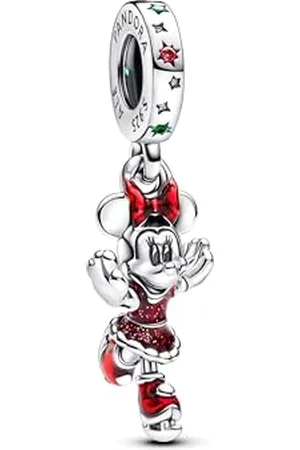 PANDORA Moments Disney Minnie Maus Eislaufen Charm-Anhänger aus Sterling Silber, Kompatibel Moments Armbänder, 793530C01