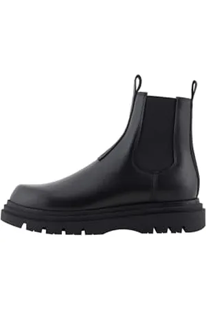 Armani Exchange Herren Chunky Sole, Debossed Logo, Real Leather Ankle Boot, Black, 42 EU