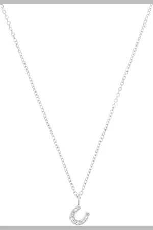 QS by s.Oliver Kette mit Anhänger 925 Sterling Mädchen Kinder Halsschmuck, mit Zirkonia synth., 37+3 cm, , Hufeisen, Kommt in Schmuck Geschenk Box, 2032579