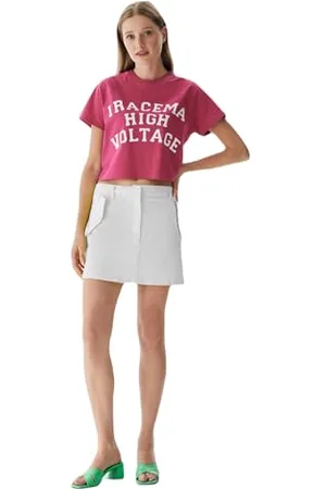 LTB Damen Minirock Gateme aus Baumwollmischung mit Mittlere Taille in Weiß - Größe XL