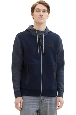 TOM TAILOR Herren Scuba Sweatjacke mit Kapuze, , L