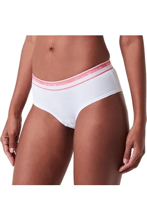 Emporio Armani Damen Stretch Cotton Logoband Cheeky Pants Hipster Panties, White, XL
