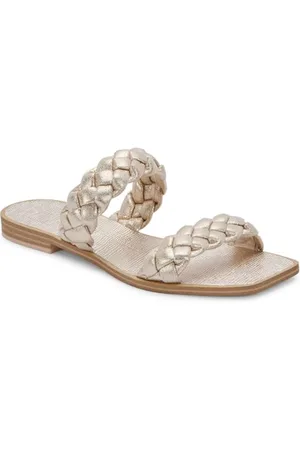 Dolce Vita Damen Indy Flache Sandale, Light Gold Metallic Stella Suede, 38.5 EU
