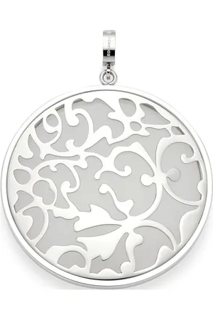 Leonardo Leonardo Jewels Anhänger Clip&Mix Fabia, silberfarbener Ketten-Anhänger aus Edelstahl mit durchbrochenem Ornament und weißem Glasstein, Schmuck Geschenk für Frauen, 023601