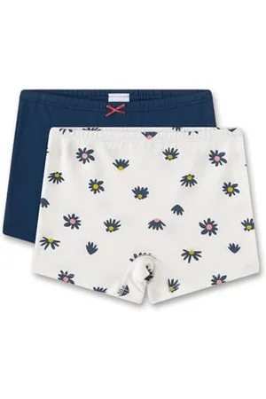 Sanetta Mädchen-Unterhose | Hochwertige und nachhaltige Unterhose für Mädchen aus Bio-Baumwolle. Shorts mit Schleifchen und Blumen-Allover | Inhalt: 2er Set Unterwäsche für Mädchen