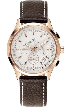 ORPHELIA Herren-Armbanduhr 24h Dual Time Quarz Leder