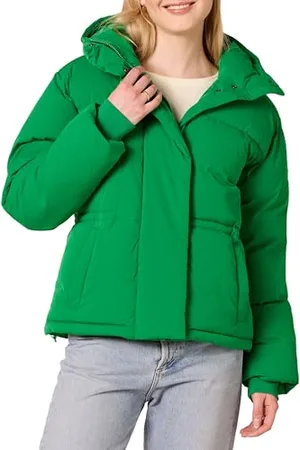 Amazon Damen Kurz geschnittene Daunenjacke mit Kapuze (in Übergröße erhältlich), , 5XL Große Größen