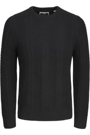 JACK & JONES JACK&JONES Herren Jcocipher Knit Crew Neck Strickpullover, Black, Large