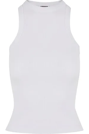 Urban classics Damen Top Ladies Racer Back Rib Top, geripptes Frauen Top mit Racerback, Baumwolle, white, XXL