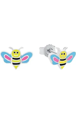 Amor Ohrstecker 925 Sterling Silber Mädchen Kinder Ohrschmuck, 0,7 cm, Multicolor, Biene, Kommt in Schmuck Geschenk Box, 2021344