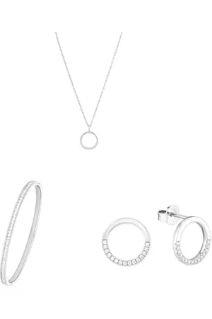 QS by s.Oliver Schmuckset für Damen aus 925 Sterling , Halskette mit Anhänger, Armreif und Ohrstecker, die perfekte Schmuck-Kombo aus