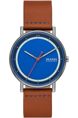 Skagen Herrenuhr Signatur Quartz/3 Zeigerwerk 40 mm Gehäusegröße mit einem Lederarmband SKW6899