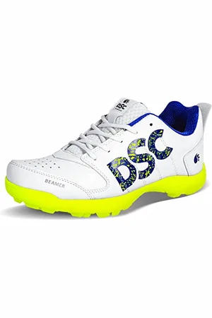 DSC Herren Beamer Cricket Shoe | Color Size: 7UK/8US/41EU Mens & Boys | Material: Polyvinyl Chloride | Long Lasting Breathable Mesh for Improving Performance, Fluro Yellow/White, 41 EU